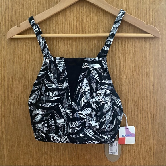 PRANA • NWT! “Regan” High Neck UPF 50+ Bikini Top - Black Springtime - Size S - Picture 5 of 16